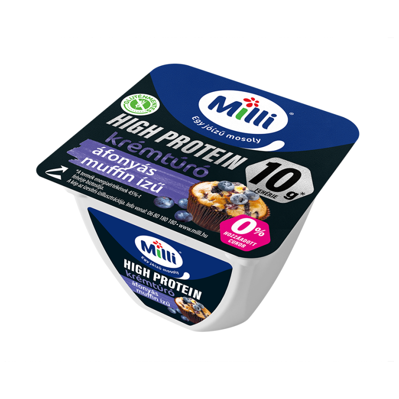 Milli High Protein krémtúró 150 g áfonyás muffin ízű, gluténmentes