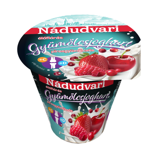 Nádudvari élőflórás gyümölcsjoghurt 125 g pirosgyümölcsös, C-, és D-vitaminnal