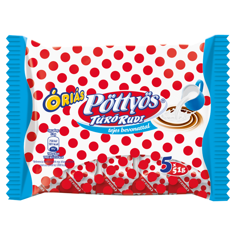 Pöttyös Óriás Túró Rudi 5x51 g tejbevonóval