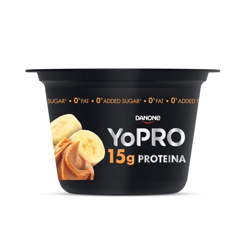 Danone YoPRO sovány tejkészítmény 160 g banánnal és mogyóróvaj aromával, édesítőszerekkel